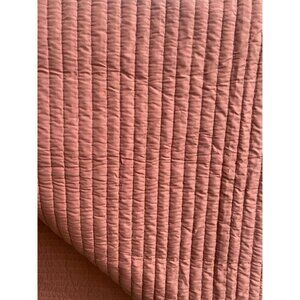 Quilted Reversible Velvet & Cotton Bedspread Queen Size in Warm Rose With White